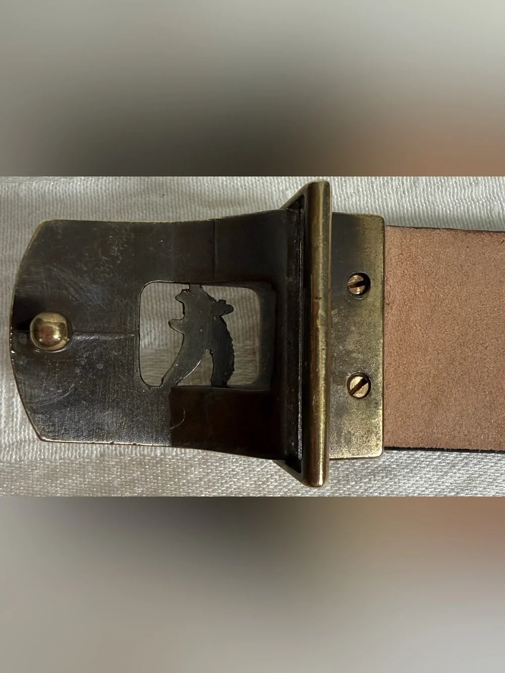 Vintage Genuine Leather Eagle Brass Tone Belt Size 36 Made USA Black